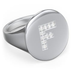 Pavé Initial Signet Ring - F