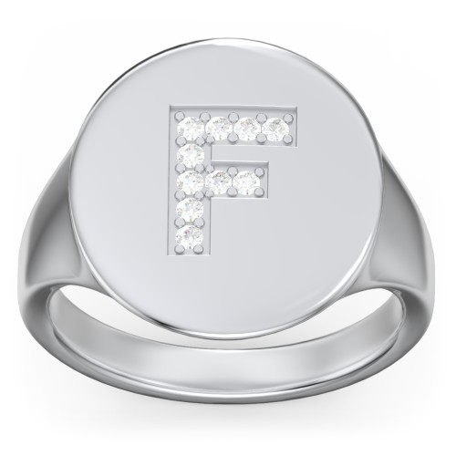 Pavé Initial Signet Ring - F