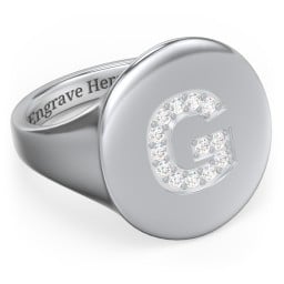 Pavé Initial Signet Ring - G