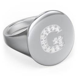 Pavé Initial Signet Ring - G