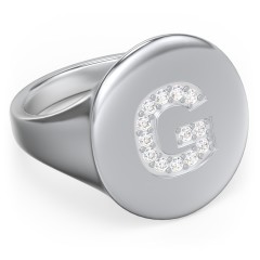 Pavé Initial Signet Ring - G – Sterling Silver with White Premium Zirconia