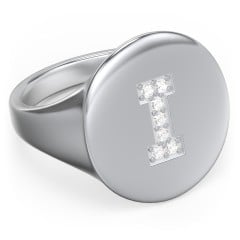 Pavé Initial Signet Ring - I