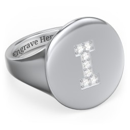 Pavé Initial Signet Ring - I