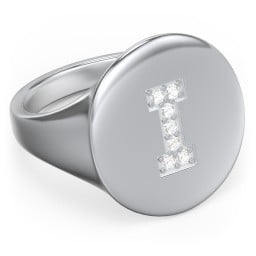 Pavé Initial Signet Ring - I