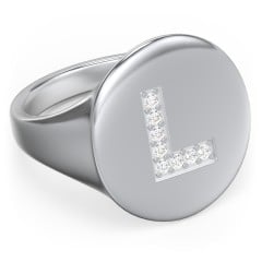 Pavé Initial Signet Ring - L