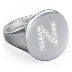 Pavé Initial Signet Ring - N