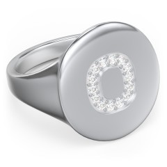 Pavé Initial Signet Ring - O – Sterling Silver with White Premium Zirconia