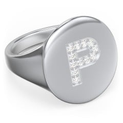 Pavé Initial Signet Ring - P