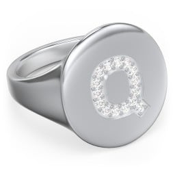 Pavé Initial Signet Ring - Q