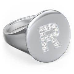 Pavé Initial Signet Ring - R