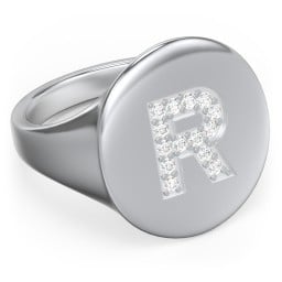 Pavé Initial Signet Ring - R
