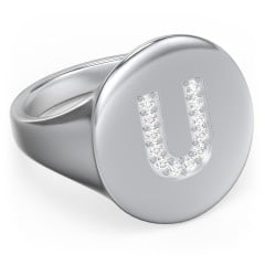 Pavé Initial Signet Ring - U