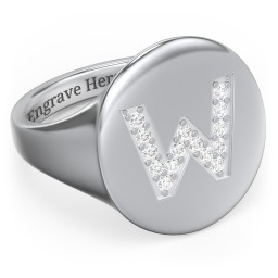 Pavé Initial Signet Ring - W