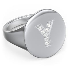Pavé Initial Signet Ring - Y