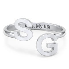Double Initial Open Cuff Ring