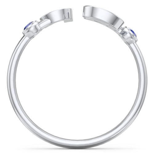 Double Initial Open Cuff Ring with Birthstones