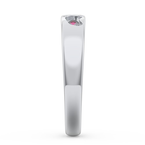 Baby Footprint Cutout Band with 2 Birthstones