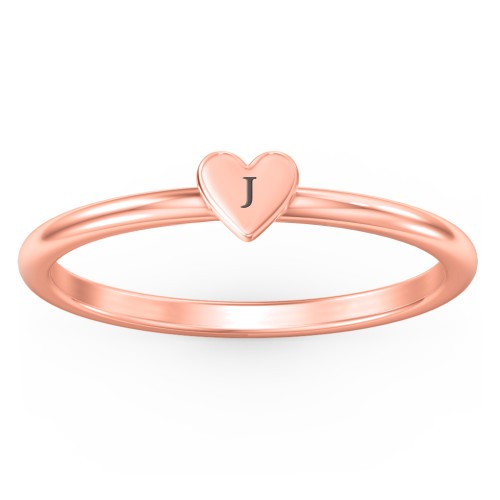 Engravable Dainty Heart Ring – 9kt Rose Gold