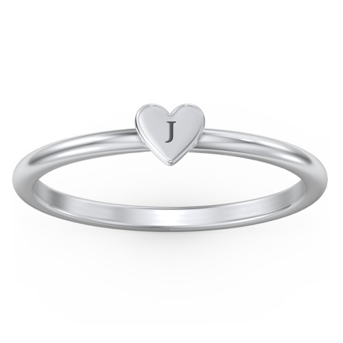 Engravable Dainty Heart Ring – Sterling Silver