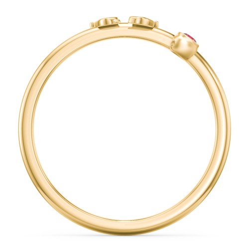 Dainty Baby Feet Ring with Birthstone – 9kt Yellow Gold with Garnet