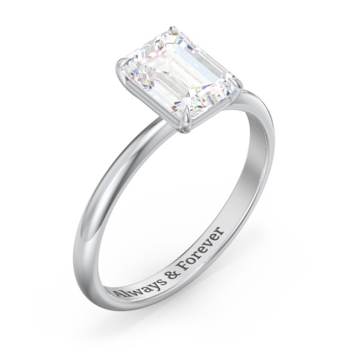 2 ct. (8x6mm) Emerald-Cut Solitaire Moissanite Engagement Ring – 9kt White Gold with Moissanite