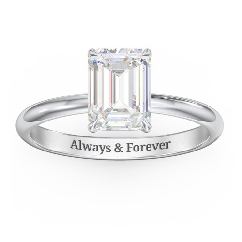 2 ct. (8x6mm) Emerald-Cut Solitaire Moissanite Engagement Ring – 9kt White Gold with Moissanite