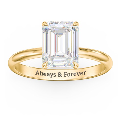3 ct. (9x7mm) Emerald-Cut Solitaire Moissanite Engagement Ring
