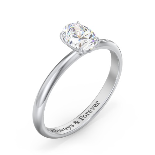 1 ct. (7x5mm) Oval Solitaire Moissanite Engagement Ring – 9kt White Gold with Moissanite