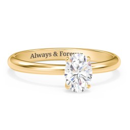 1 ct. (7x5mm) Oval Solitaire Moissanite Engagement Ring in 9K Solid Yellow Gold