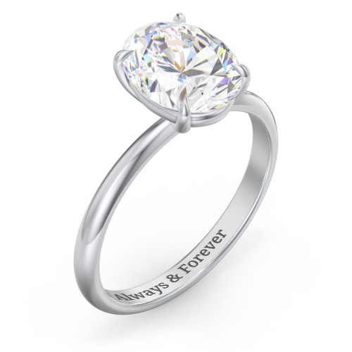 3 ct. (10x8mm) Oval Solitaire Moissanite Engagement Ring – 9kt White Gold with Moissanite