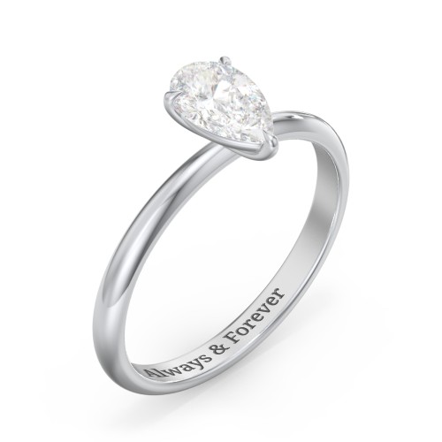 1 ct. (8x5mm) Pear Solitaire Moissanite Engagement Ring – 9kt White Gold with Moissanite