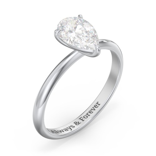 1.5 ct. (9x6mm) Pear Solitaire Moissanite Engagement Ring – 9kt White Gold with Moissanite