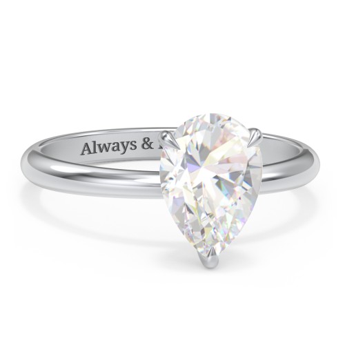 2 ct. (10x7mm) Pear Solitaire Moissanite Engagement Ring – 9kt White Gold with Moissanite