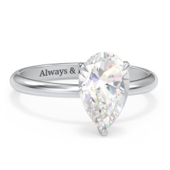 3 ct. (11x7mm) Pear Solitaire Moissanite Engagement Ring – 9kt White Gold with Moissanite