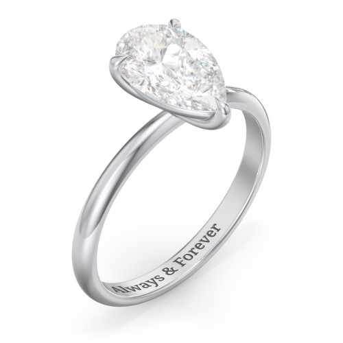 3 ct. (11x7mm) Pear Solitaire Moissanite Engagement Ring – 9kt White Gold with Moissanite