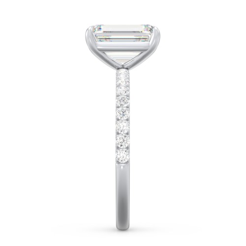 3 ct. (9x7mm) Emerald Moissanite Engagement Ring With 1.5mm Side Stones