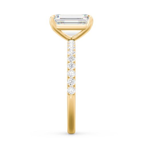 3 ct. (9x7mm) Emerald Moissanite Engagement Ring With 1.5mm Side Stones