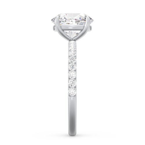 2 ct. (9x7mm) Oval Moissanite Engagement Ring With 1.5mm Side Stones – 9kt White Gold with Moissanite and Lab Diamond