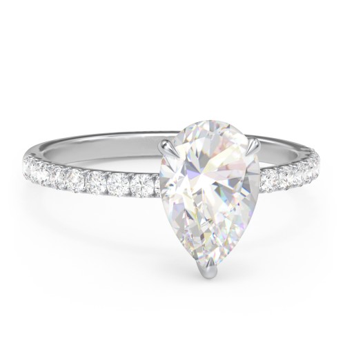 2.5 ct. (10.5x7mm) Pear Moissanite Engagement Ring With 1.5mm Side Stones