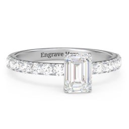 1 ct. (7x5mm) Emerald-Cut Moissanite Engagement Ring With 2mm Side Stones
