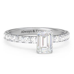 1 ct. (7x5mm) Emerald-Cut Moissanite Engagement Ring With 2mm Side Stones