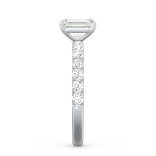 1 ct. (7x5mm) Emerald-Cut Moissanite Engagement Ring With 2mm Side Stones