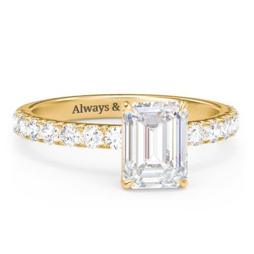 2 ct. (8x6mm) Emerald-Cut Moissanite Engagement Ring With 2mm Side Stones
