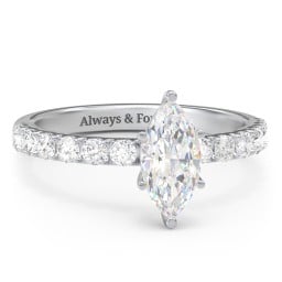 1 ct. (10x5mm) Marquise Moissanite Engagement Ring With 2mm Side Stones