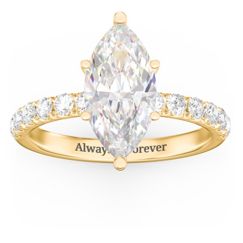 3 ct. (14x7mm) Marquise Moissanite Engagement Ring With 2mm Side Stones