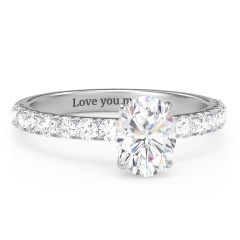 1.5 ct. (8x6mm) Oval Moissanite Engagement Ring With 2mm Side Stones – 9kt White Gold with Moissanite and Lab Diamond