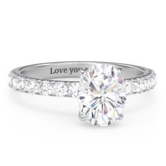 2 ct. (9x7mm) Oval Moissanite Engagement Ring With 2mm Side Stones