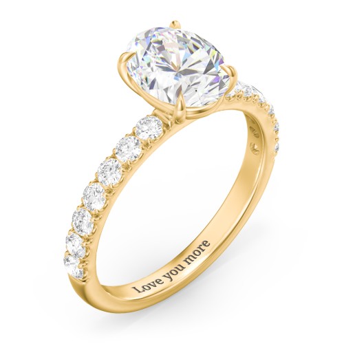 2 ct. (9x7mm) Oval Moissanite Engagement Ring With 2mm Side Stones