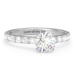 1 ct. (6.5mm) Moissanite Engagement Ring With 2mm Side Stones – 9kt Yellow Gold with Moissanite and Lab Diamond