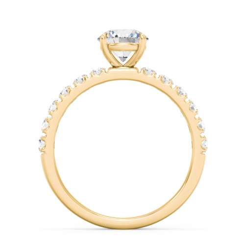 1 ct. (6.5mm) Moissanite Engagement Ring With 2mm Side Stones – 9kt Yellow Gold with Moissanite and Lab Diamond